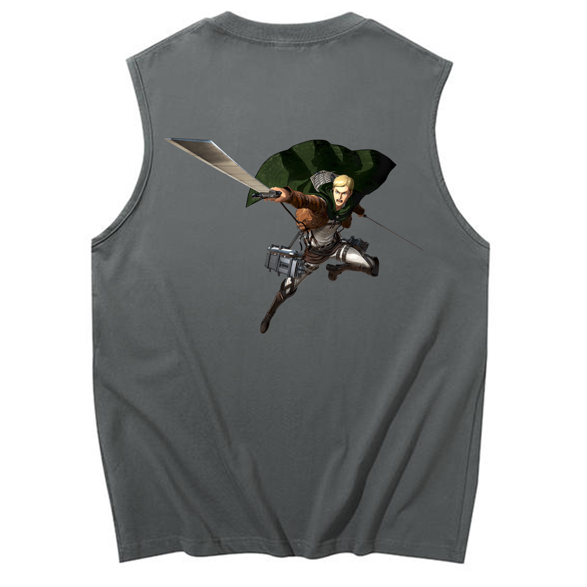 （画像用） 進撃の巨人 エルヴィン・スミス Attack on Titan Erwin Smith コットン100％タンクトップ（背面プリント）